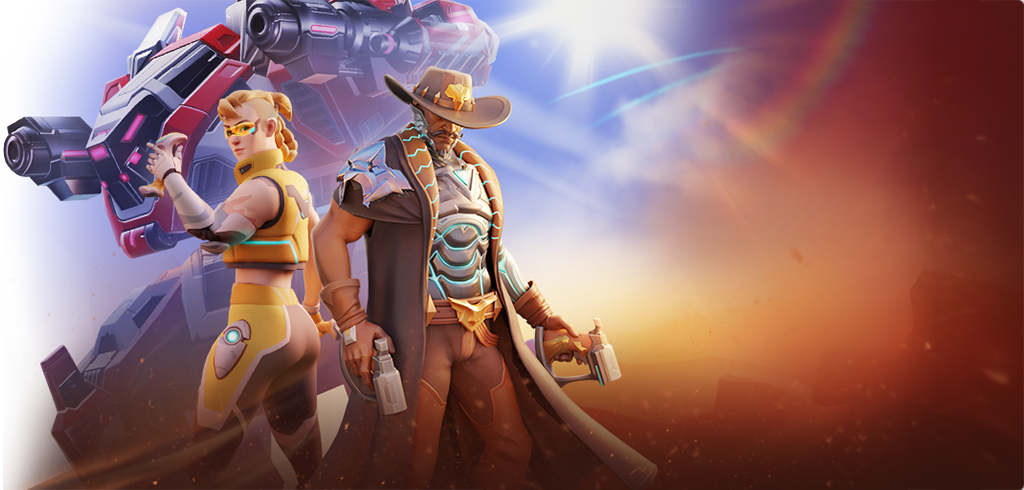 Pilots Samson and Maverick standing side by side with Gatecrasher behind them