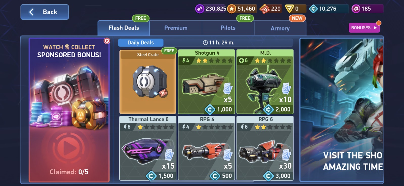 Collect the free Steel Crate from the Mech Arena Shop