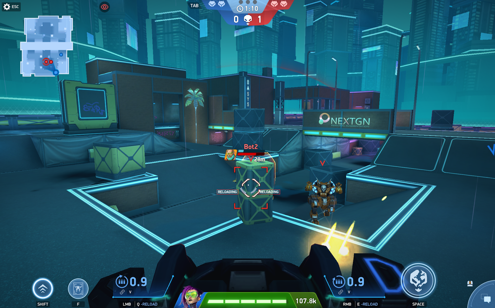 Enemies approaching in 2v2 Deathmatch