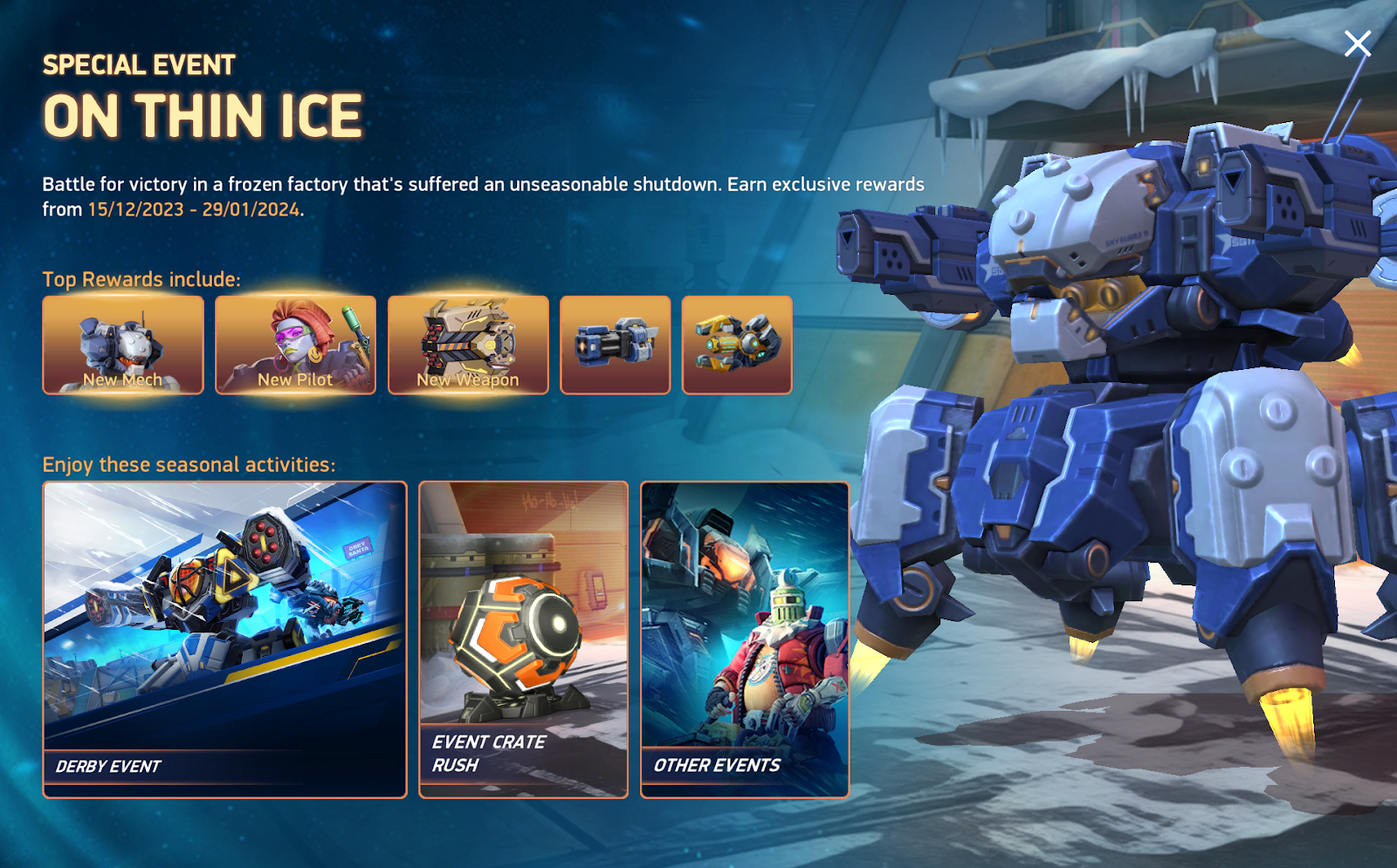 Learn more about special, seasonal Events with the Mech Arena Gameplay Overview